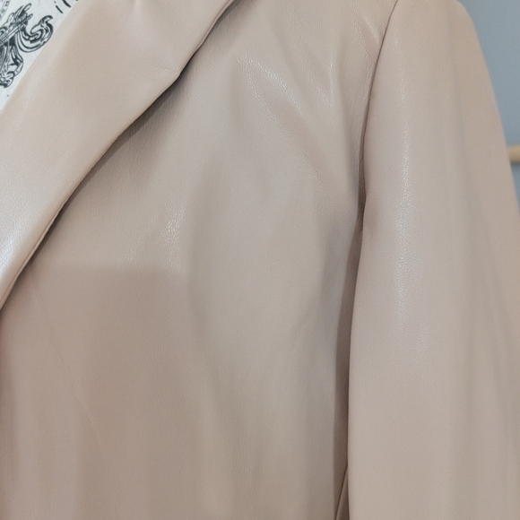 Esqualo vegan leather blazer Gorgeous Cream Open Front 3/4 Sleeve Size 6 - Picture 8 of 12